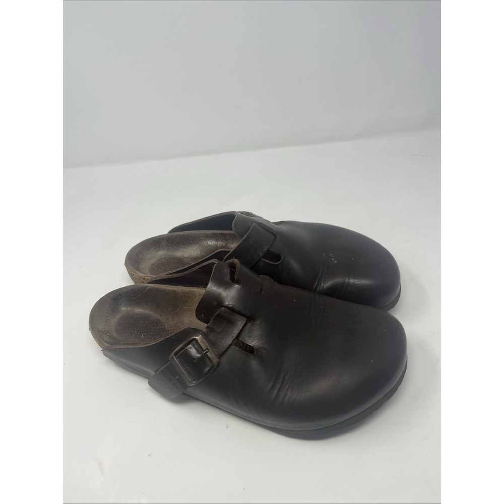 Birkenstock Boston Brown Leather Buckle Slip-On Men's 10 Sandals Arch Support